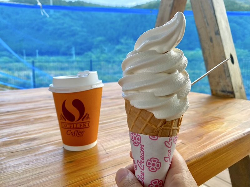 醤油ソフト　仙人秘水コーヒー　道の駅釜石仙人峠　岩手県の道の駅